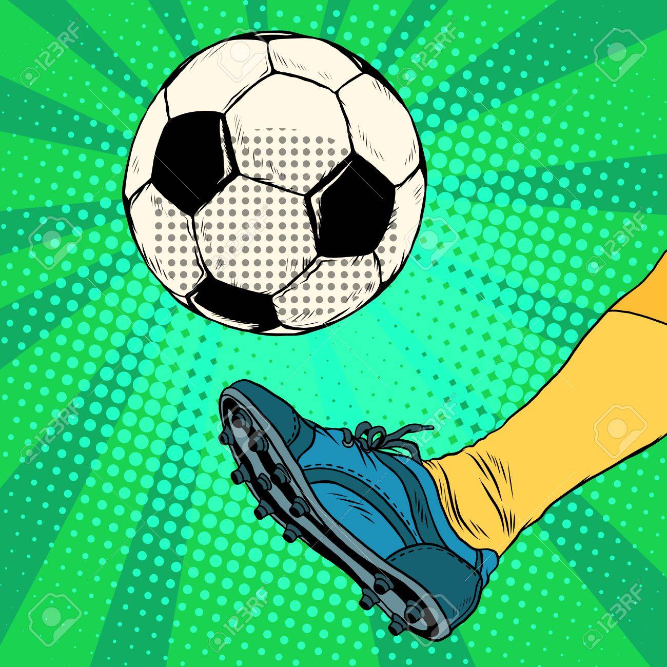 Kick a soccer ball pop art retro style. The European football. The free-kick - 56423937 Kick a soccer ball pop art retro style. The European football. The free-kick - 56423937