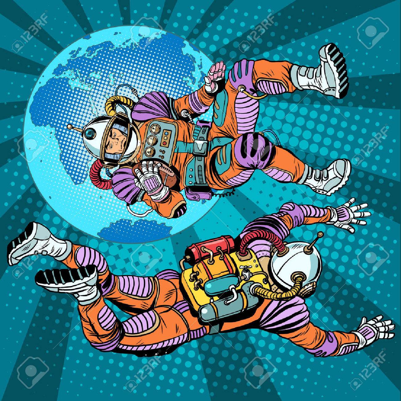 weightlessness astronauts in space over the earth pop art retro style. The study of space. Retro astronauts vector. Command of a spaceship - 56424491 weightlessness astronauts in space over the earth pop art retro style. The study of space. Retro astronauts vector. Command of a spaceship - 56424491