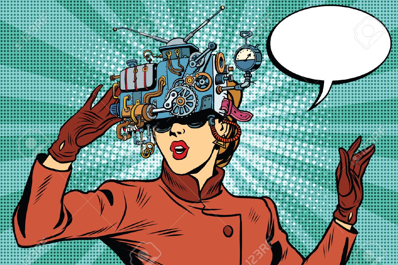 Virtual reality glasses retro girl science fiction, pop art vector. Futuristic mechanism of virtual reality - 58409336 Virtual reality glasses retro girl science fiction, pop art vector. Futuristic mechanism of virtual reality - 58409336