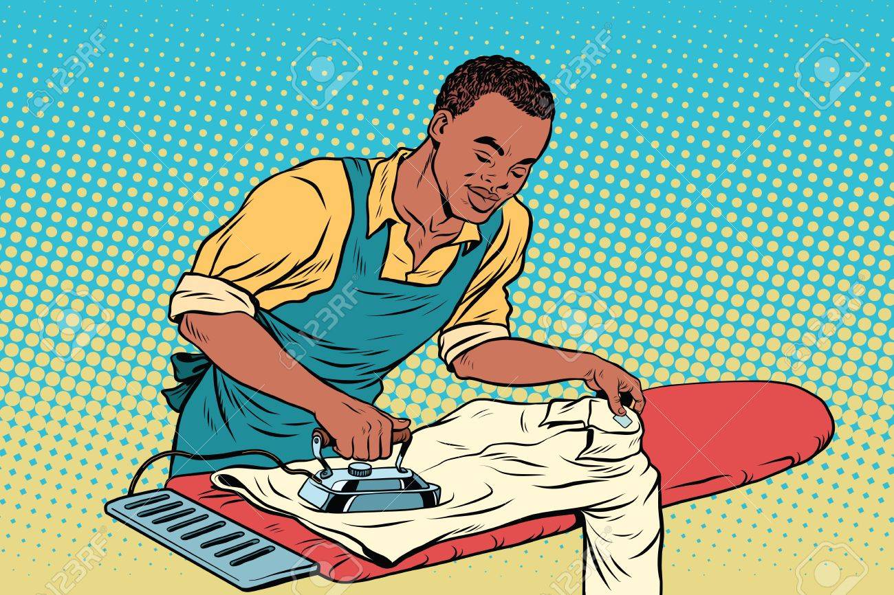 ビンテージ従業員服にアイロンをかけたのイラスト素材 ベクタ Image