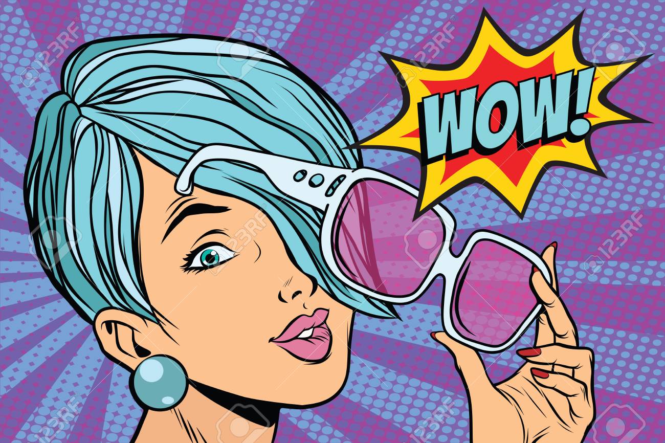 sunglasses pop art woman wow reaction. retro vector illustration - 82285708 sunglasses pop art woman wow reaction. retro vector illustration - 82285708