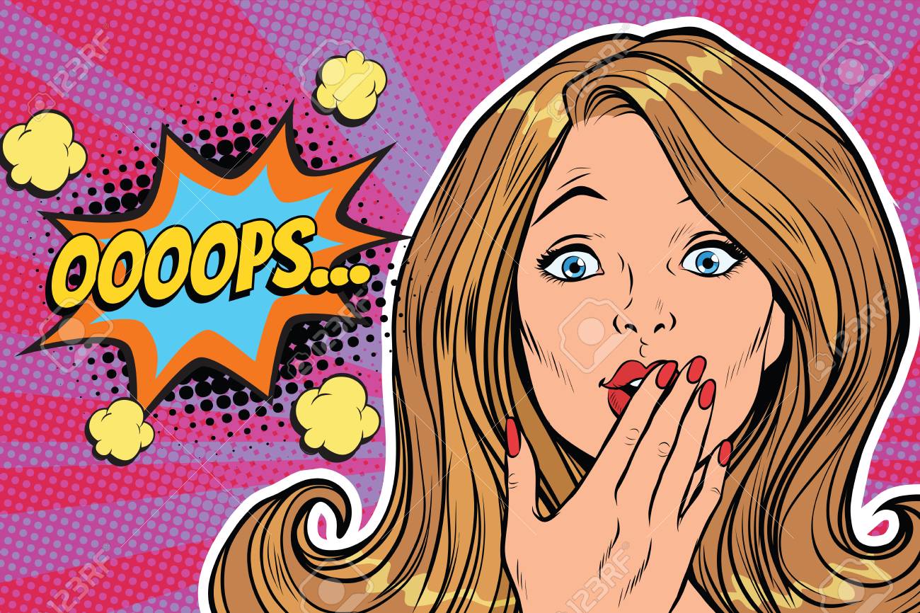 おっとびっくりポップアート女顔 ポップアート レトロ漫画のベクトル図 の写真素材 画像素材 Image