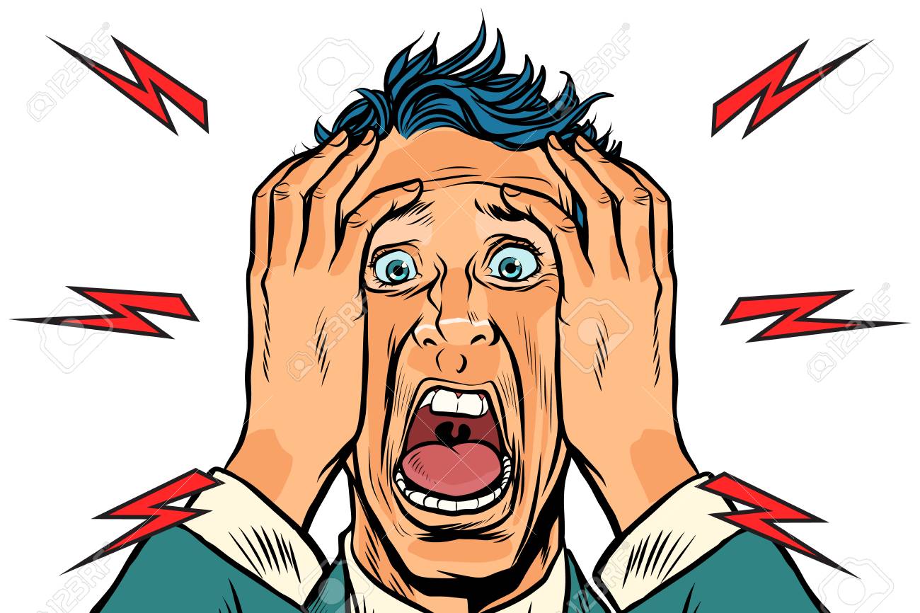 男は 白い背景で隔離の悲鳴を上げます ポップアートのレトロなベクトル図 のイラスト素材 ベクタ Image