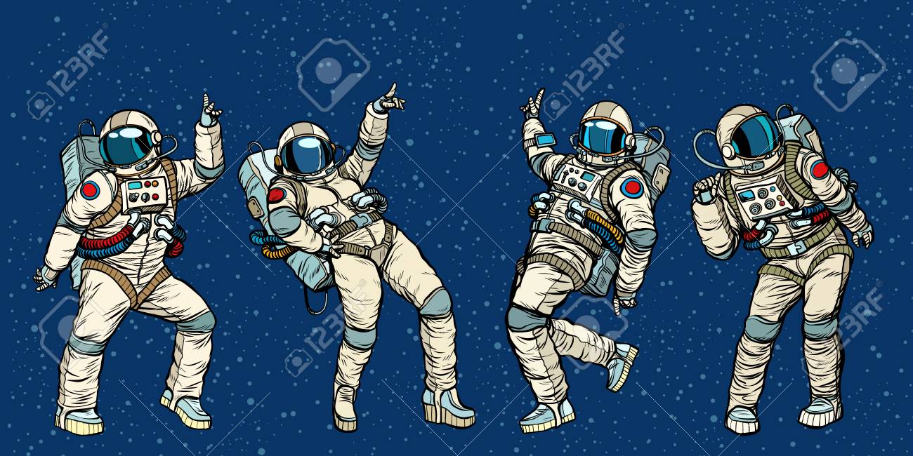 Disco party astronauts dancing men and women. Pop art retro comic book vector cartoon hand drawn illustration - 96391269 Disco party astronauts dancing men and women. Pop art retro comic book vector cartoon hand drawn illustration - 96391269