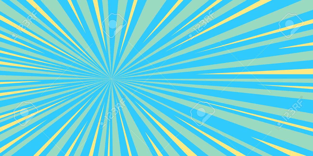 Blue Rays Pop Art Background Retro Vector Stock Illustration