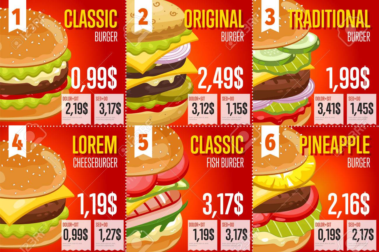 fast food restaurant menu template vector illustration elements