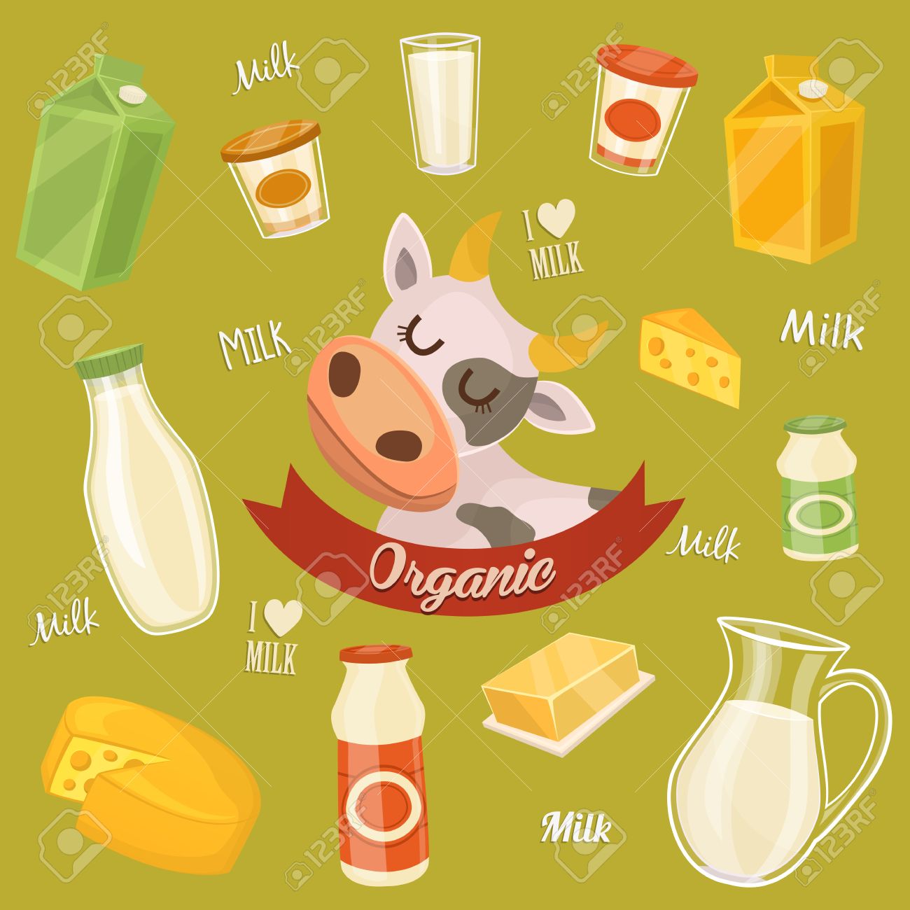 Dairy Products Vector Icon Of Different Dairy Products Milk Royalty Free Cliparts Vectors And Stock Illustration Image 52105478