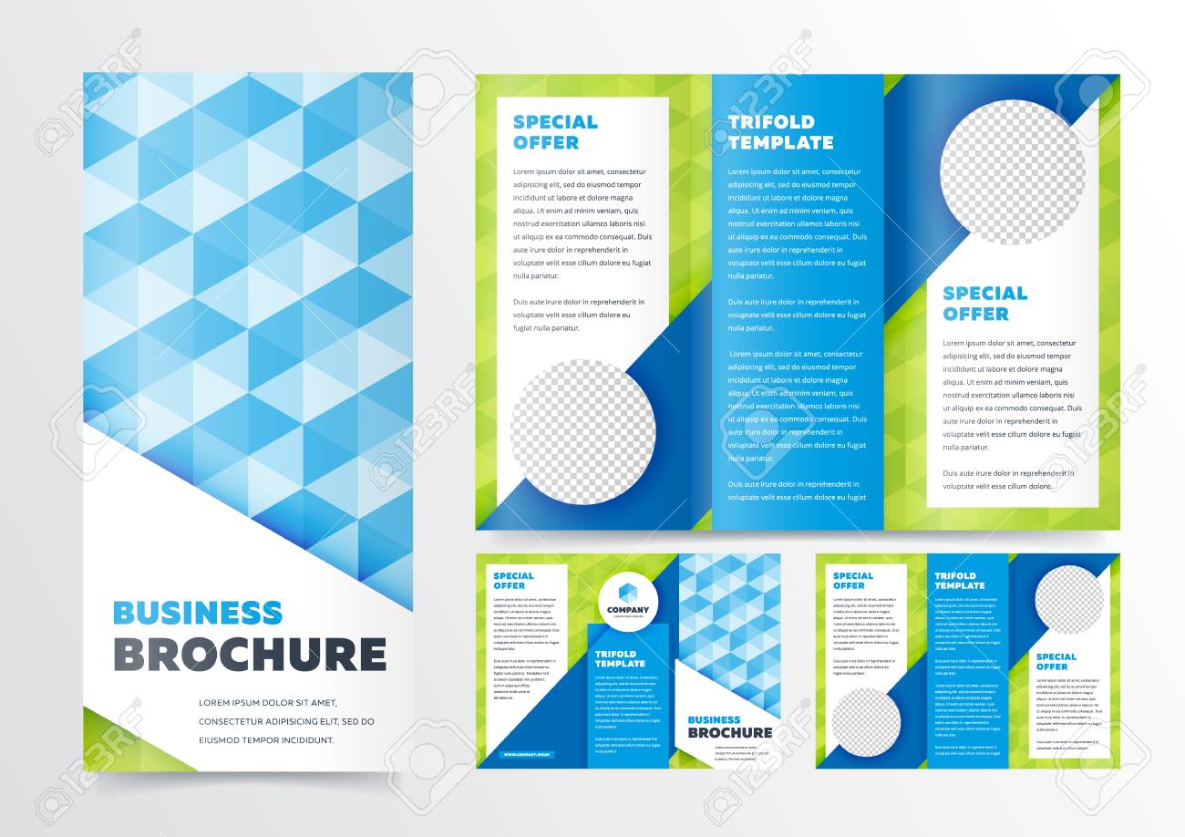 trifold business brochure design template vector flyer leaflet
