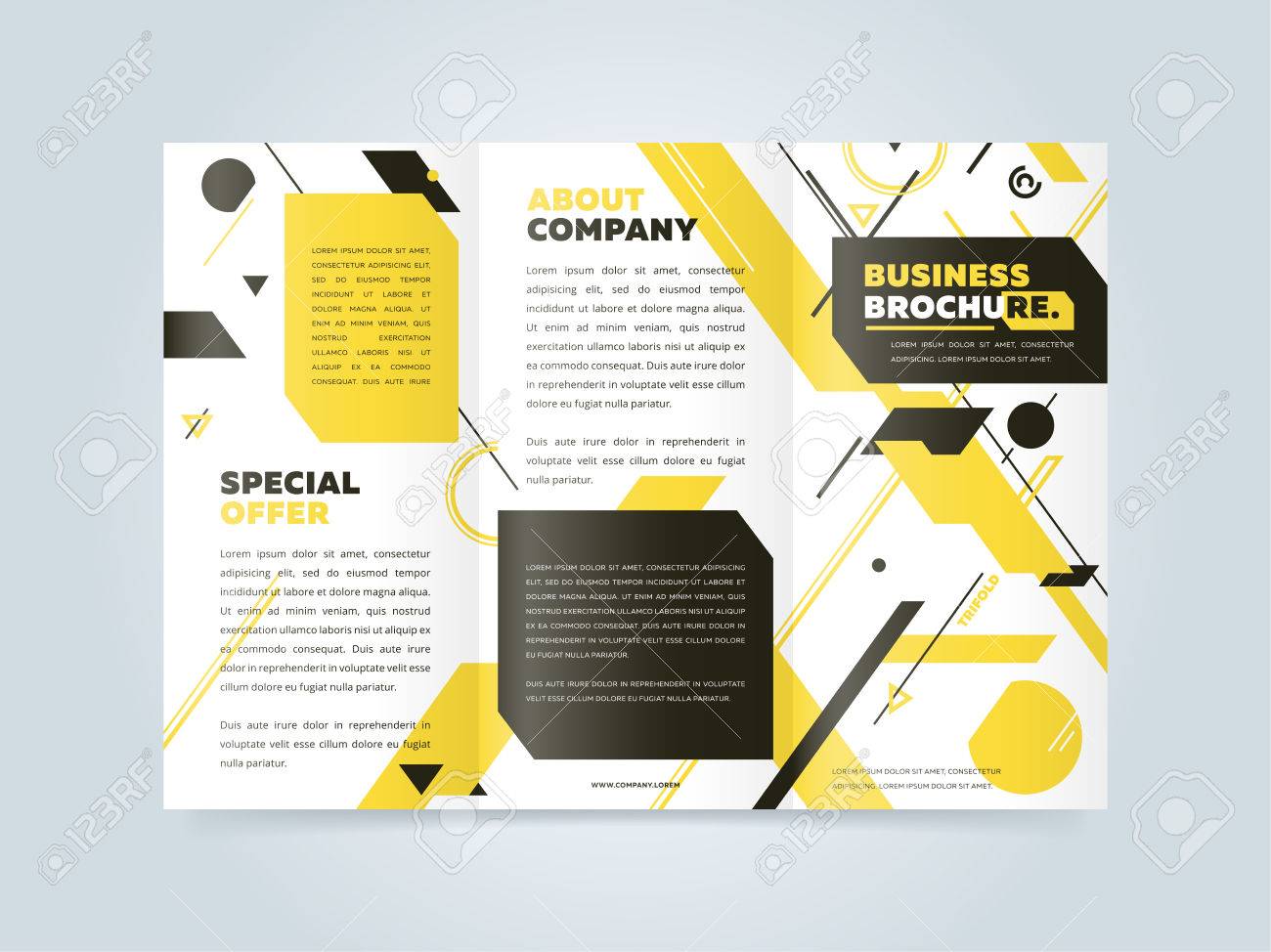 trifold business brochure design template royalty free cliparts