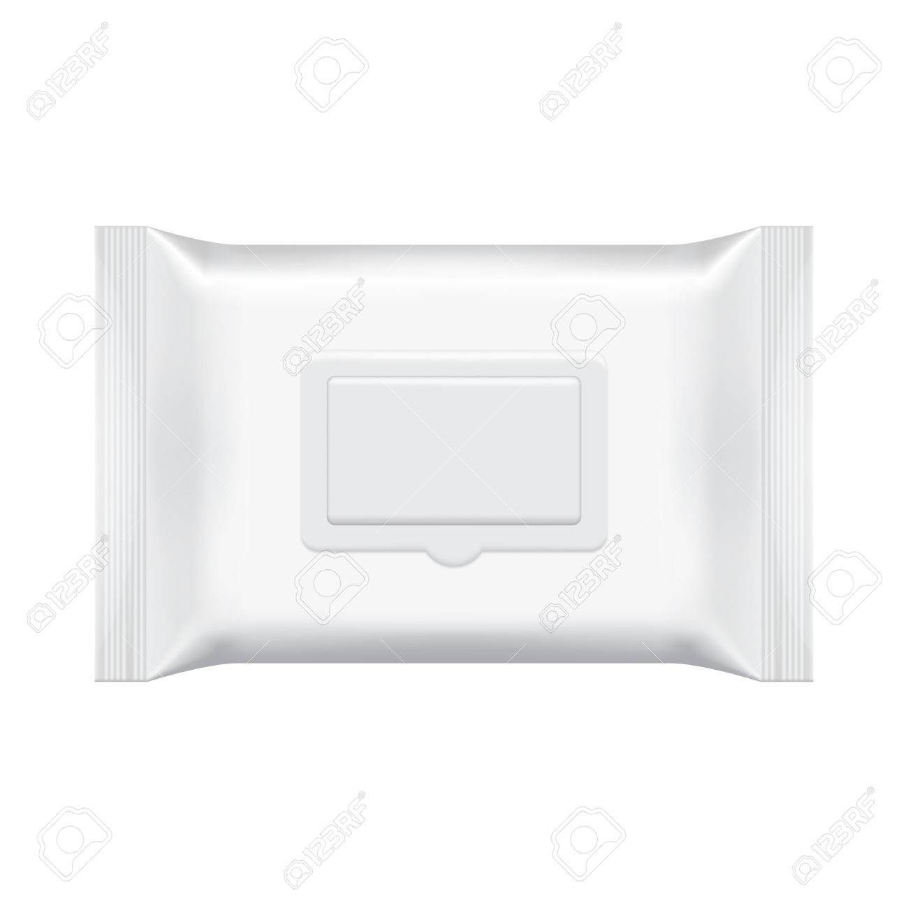 blank packaging wet wipes isolated on white background foil