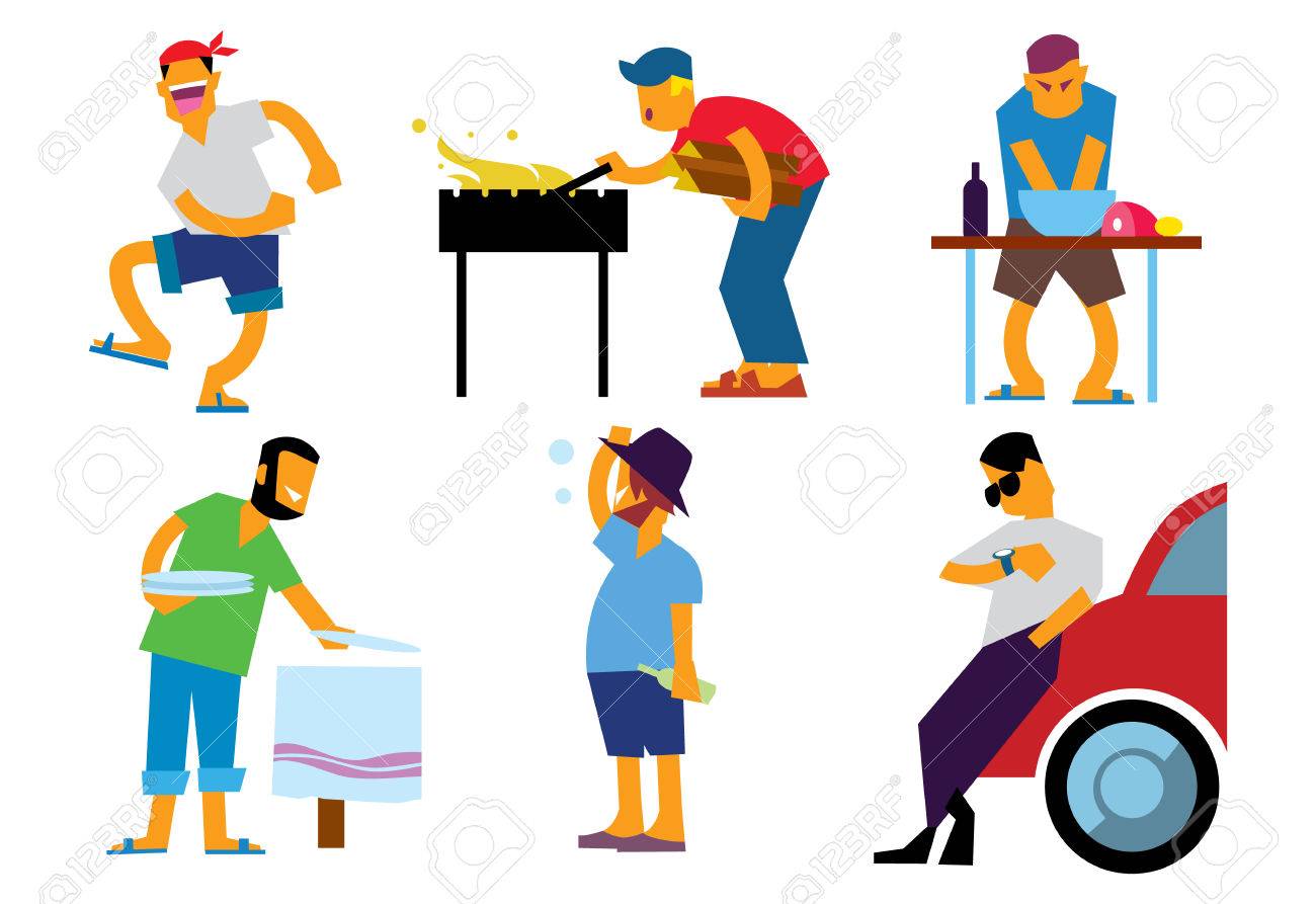 Gruppe Von Freunden Im Freien Garten Grillen Grill Die Auf Weissem Hintergrund Lizenzfrei Nutzbare Vektorgrafiken Clip Arts Illustrationen Image 57387445