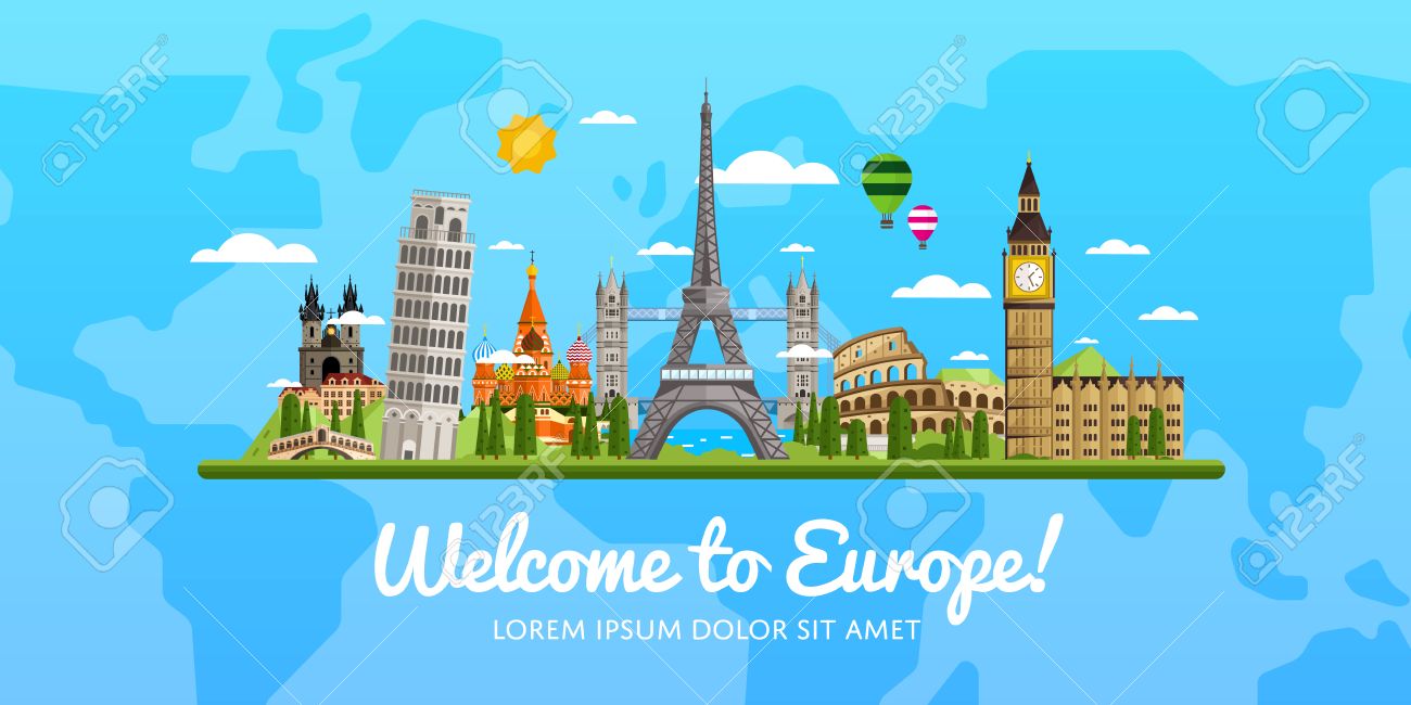 welcome to europe travel on the world concept traveling flat europe travel