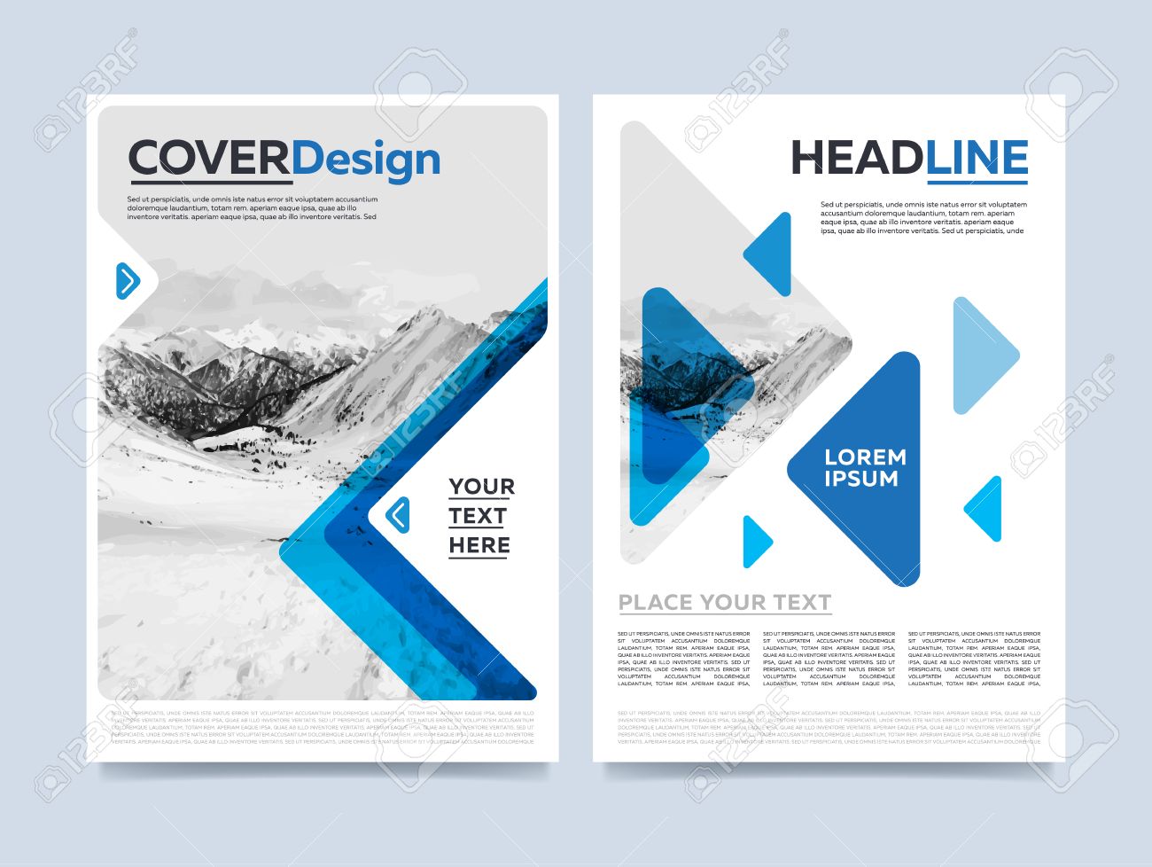 Brochure cover presentation design template vector. Blue annual report abstract flat background. Leaflet layout. Corporate document. Business booklet concept. - 58662388 Brochure cover presentation design template vector. Blue annual report abstract flat background. Leaflet layout. Corporate document. Business booklet concept. - 58662388
