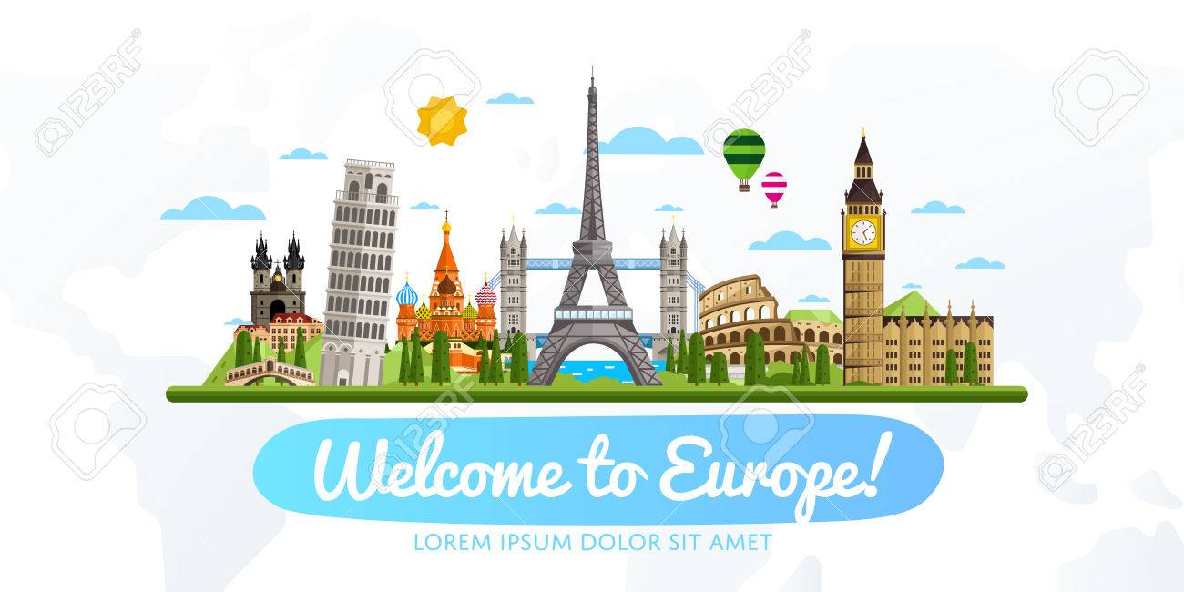 welcome to europe travel on the world concept traveling flat europe travel