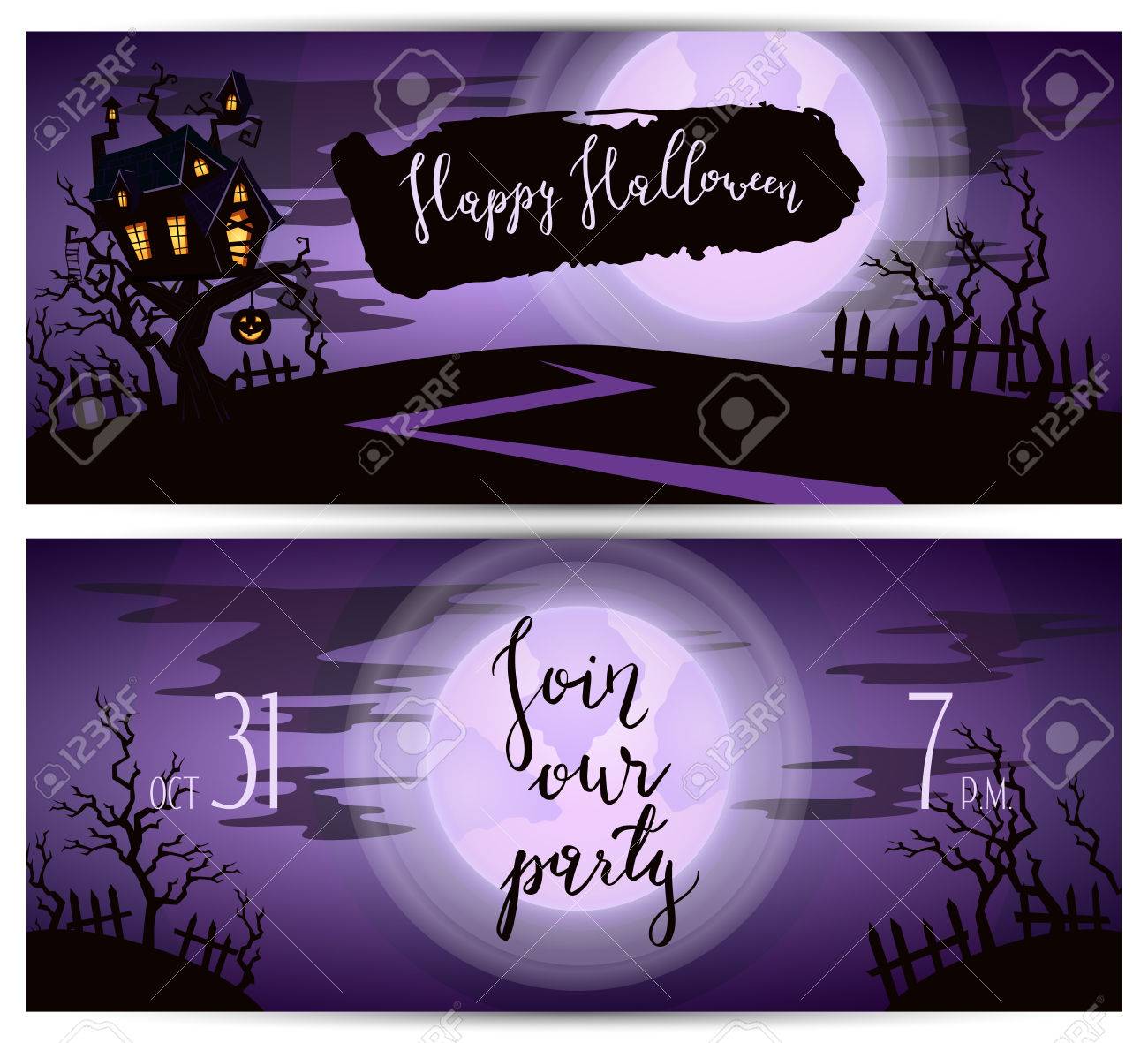 halloween horizontal party flyers with spooky castle on tree flyers halloween