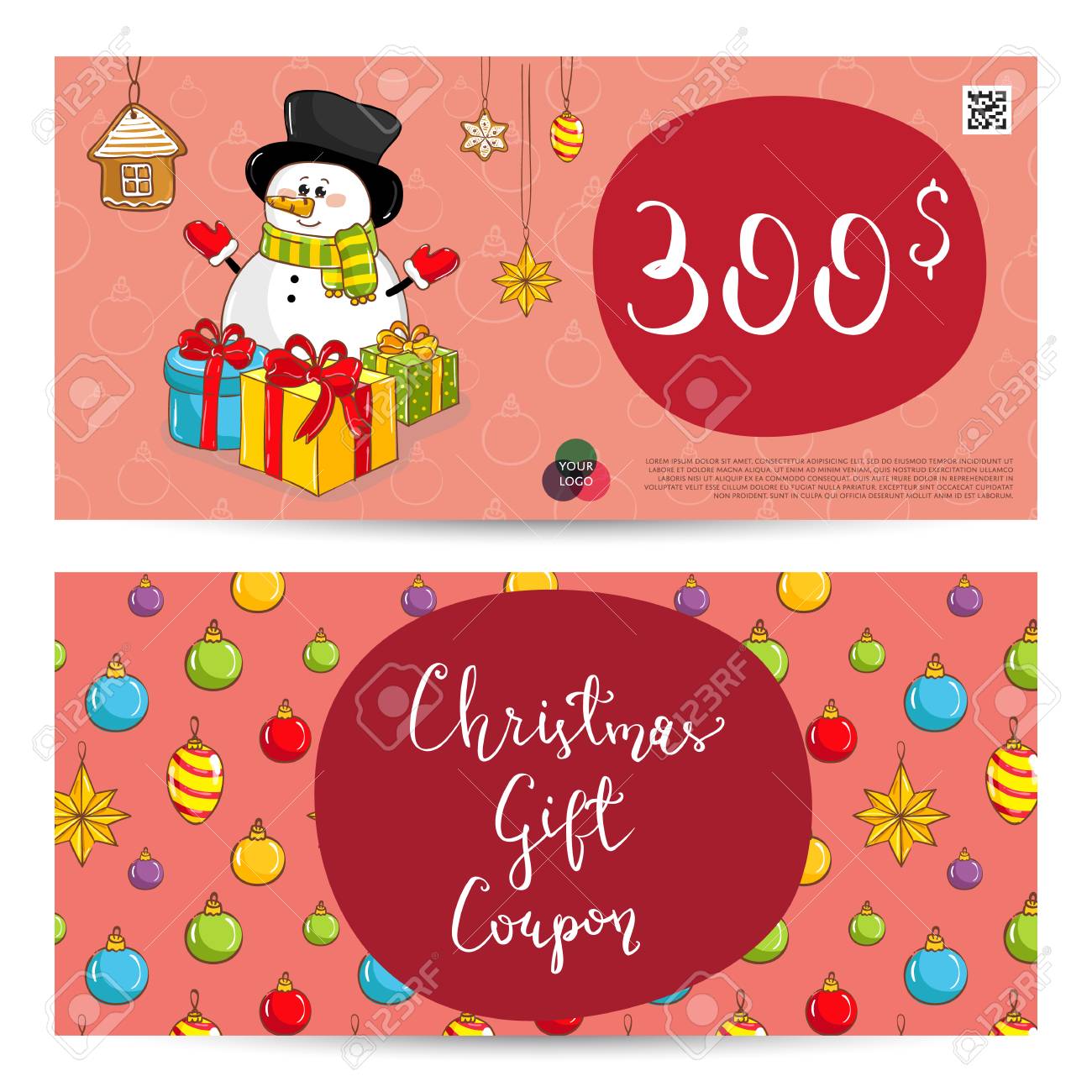 christmas gift voucher template gift coupon with xmas attributes