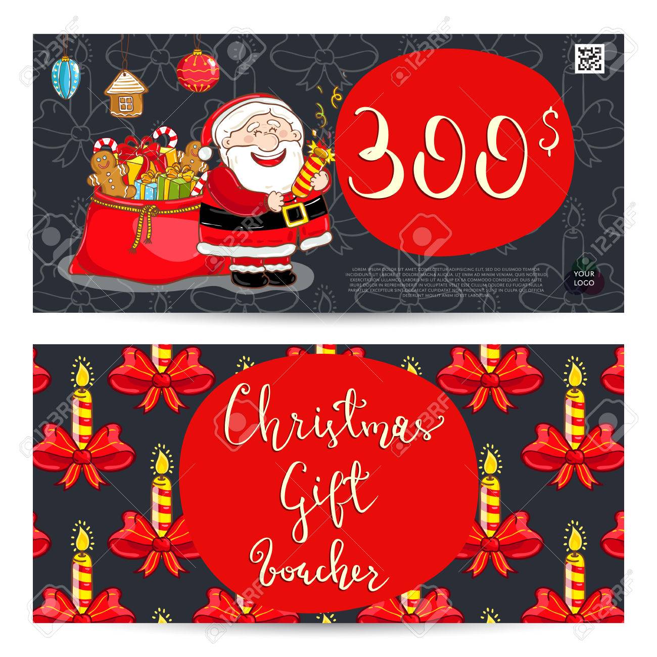 christmas gift voucher template gift coupon with xmas attributes