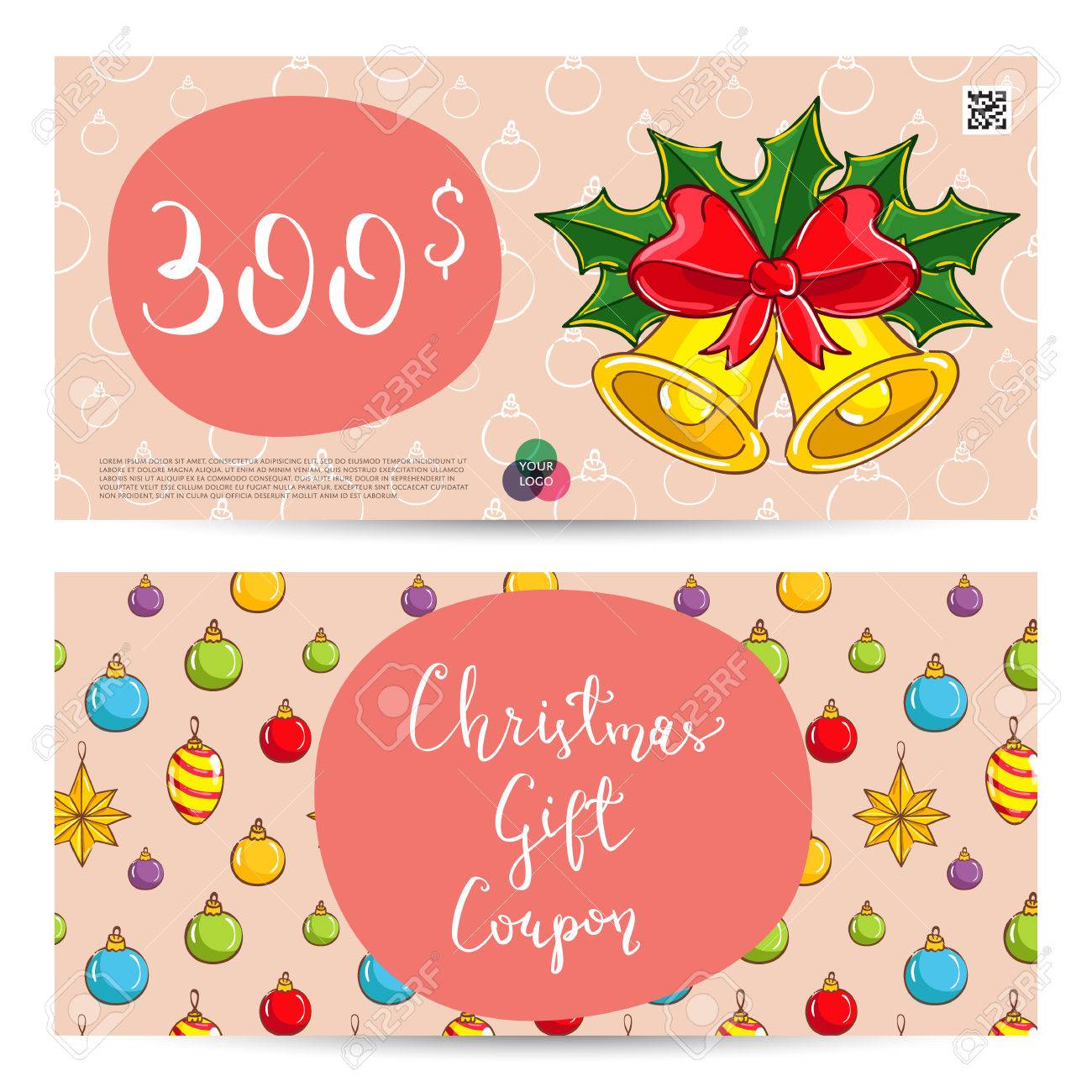 christmas gift voucher template gift coupon with xmas attributes and prepaid sum christmas bells - Christmas Gift Certificate Template christmas gift voucher template gift coupon with xmas attributes and prepaid sum christmas bells - Christmas Gift Certificate Template
