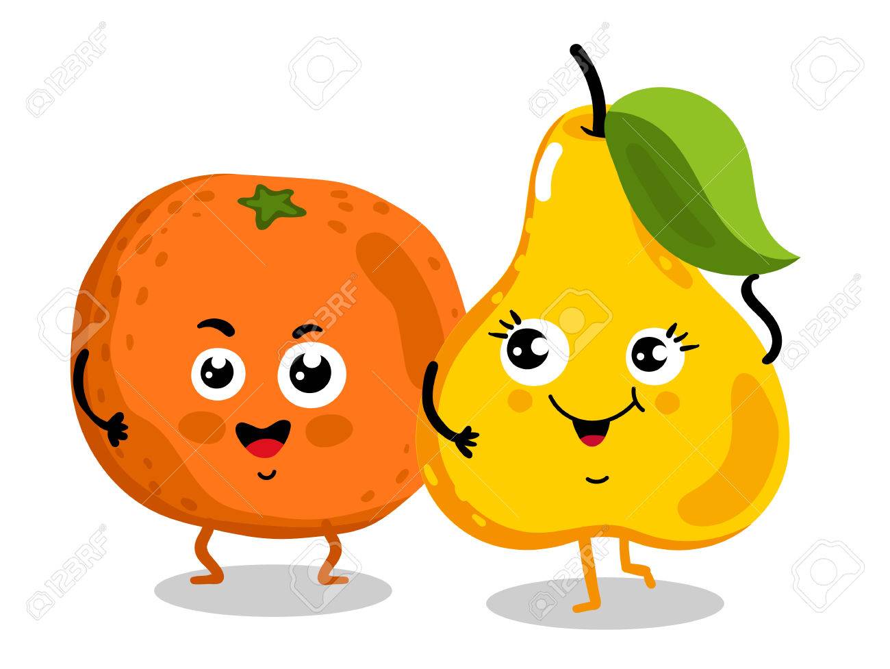 Grappig Fruit Geïsoleerd Stripfiguren Royalty Vrije Cliparts, Vectoren, En  Stock Illustratie. Image 69362288.