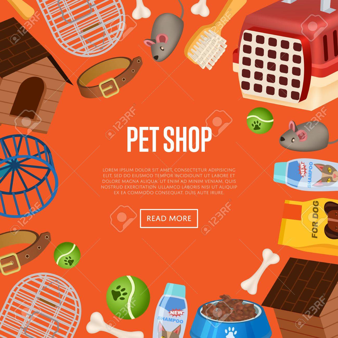 Pet Shop Poster In Cartoon Style Royalty Free Cliparts Vectors And Stock Illustration Image