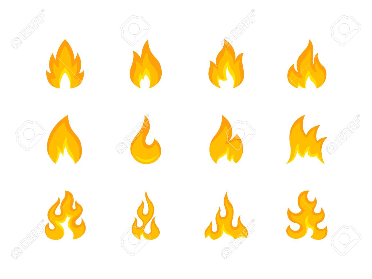 Collection of multicolored shapes of flame - 126581362 Collection of multicolored shapes of flame - 126581362