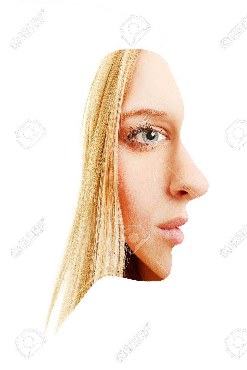 Front And Side View Of Face A Young Blonde Woman