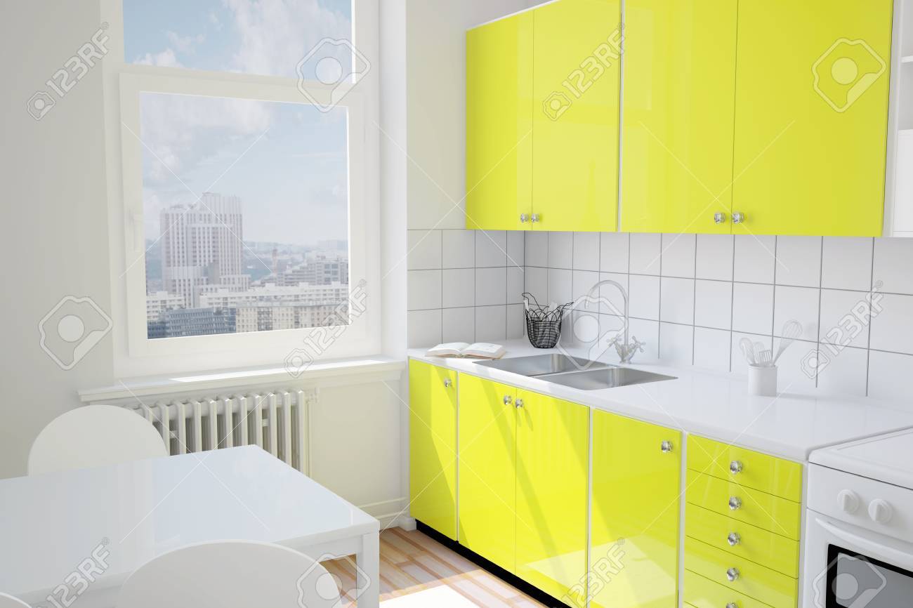 Cocina Con Mesa Pequeña De Color Amarillo En Un Apartamento Fotos ... Cocina Con Mesa Pequeña De Color Amarillo En Un Apartamento Fotos ...