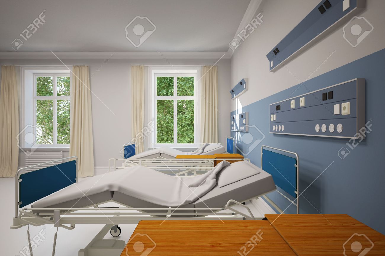 Chambre Double Dans Un Hôpital Avec Deux Lits Vides (rendu 3D ... Chambre Double Dans Un Hôpital Avec Deux Lits Vides (rendu 3D ...