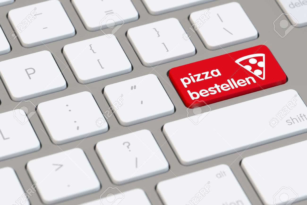 German Slogan "Pizza Bestellen" Pizza) On A Computer Keyboard (3D Rendering) Stock Photo, And Royalty Free Image. Image 61881152.