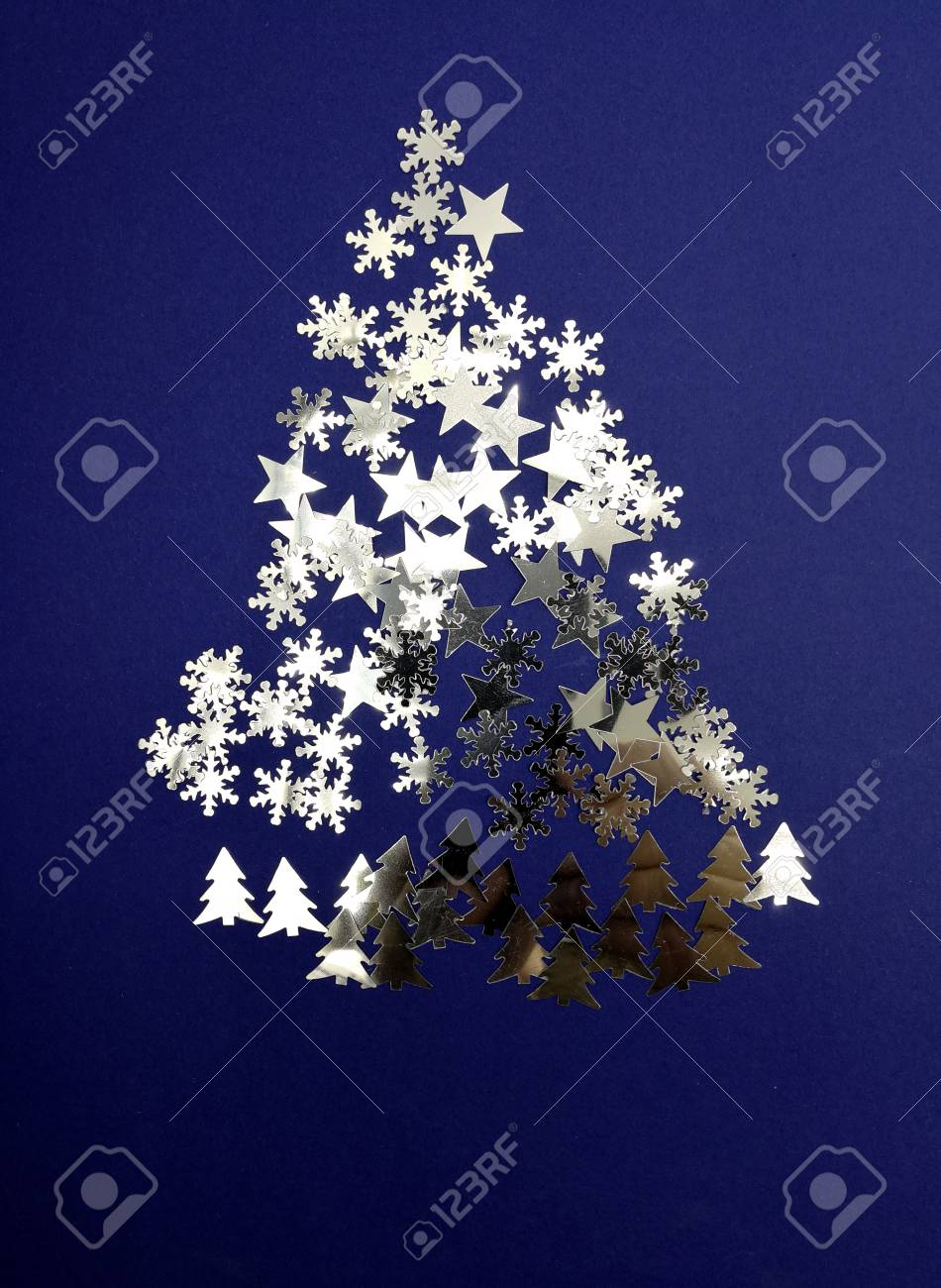 Xmas Tree In A Fantasy Of Fir Trees Stars Sky And Snow Stock Photo Xmas Tree In A Fantasy Of Fir Trees Stars Sky And Snow Stock Photo