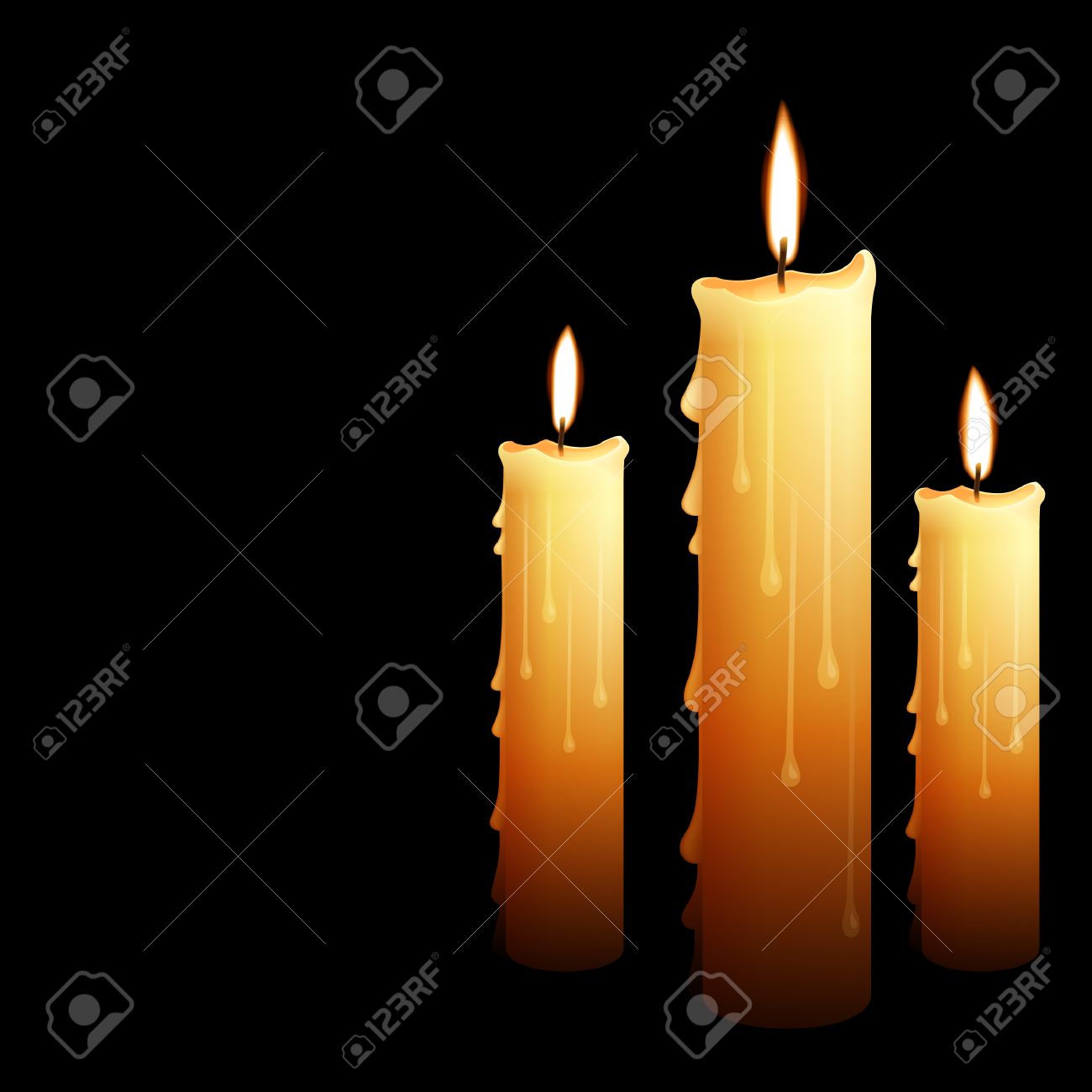 Beautiful Glowing Candles With Melted 
