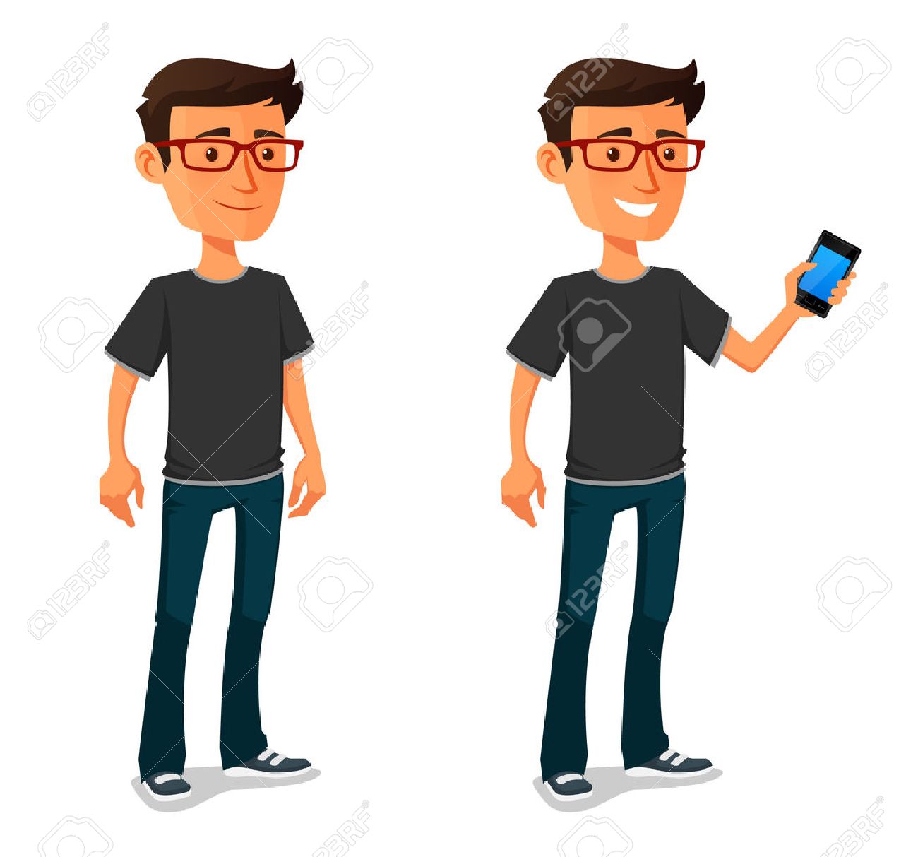 funny cartoon guy with mobile phone - 41708881 funny cartoon guy with mobile phone - 41708881
