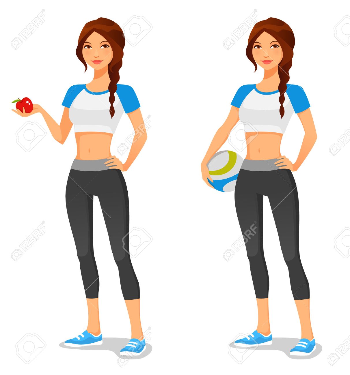 Mujer Joven En Ropa Deportiva, La Promoción De Estilo De Vida Saludable  Ilustraciones svg, vectoriales, clip art vectorizado libre de derechos.  Image 44507745