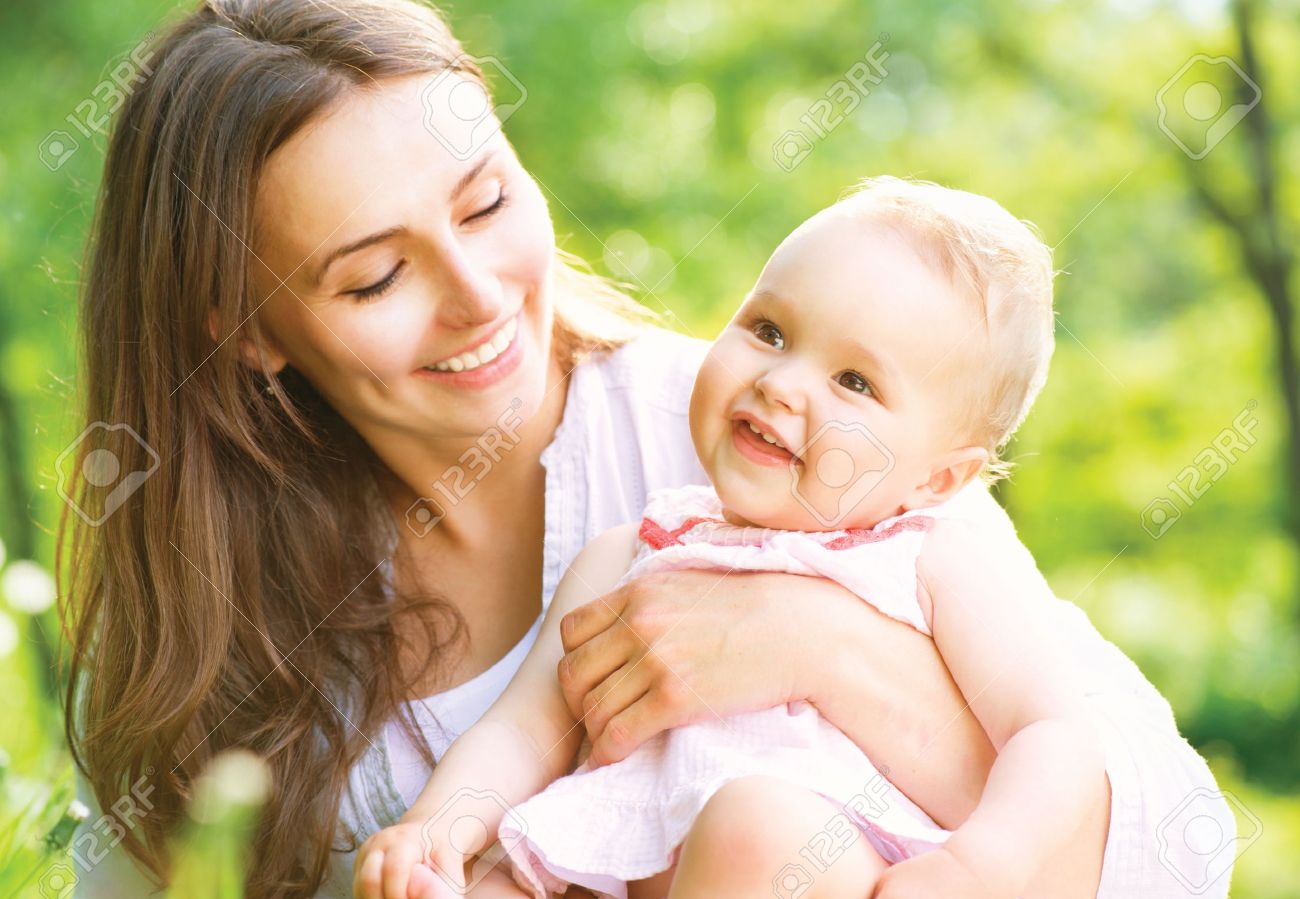 beautiful baby and mother