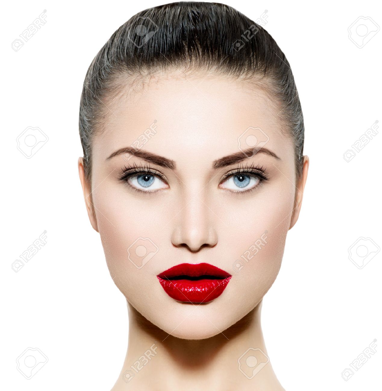 Woman Portrait Makeup For Brunette With Blue Eyes Stock Photo, Picture And Free 22997375.