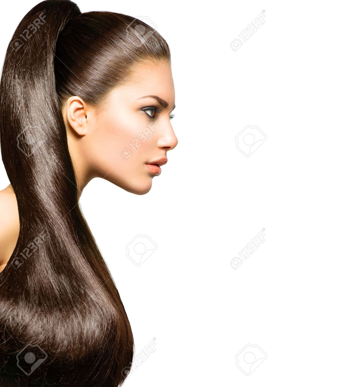 Ponytail Hairstyle Beauty With Long Healthy Straight Brown Hair Stock Photo Picture And Royalty Free Image Image 28861644