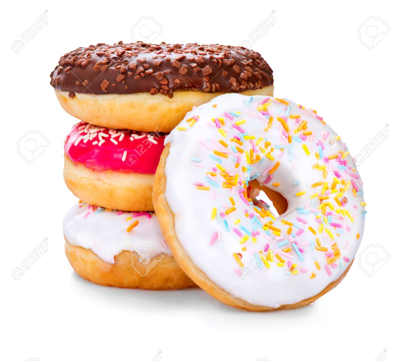 donuts isolated on white background tasty glazed donuts closeup