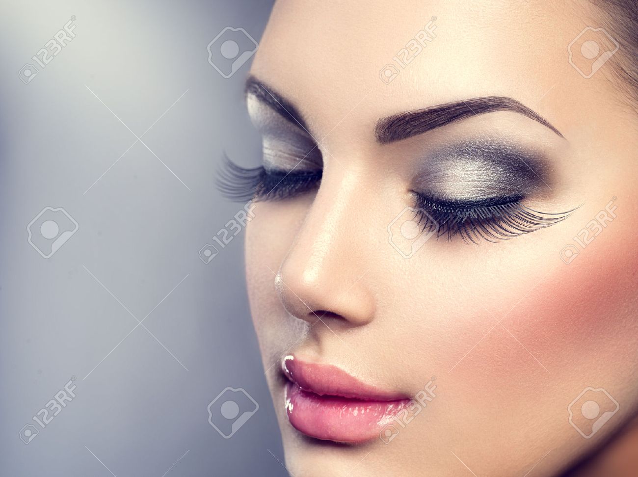 Beautiful fashion luxury makeup. Long eyelashes, perfect skin - 43729544 Beautiful fashion luxury makeup. Long eyelashes, perfect skin - 43729544