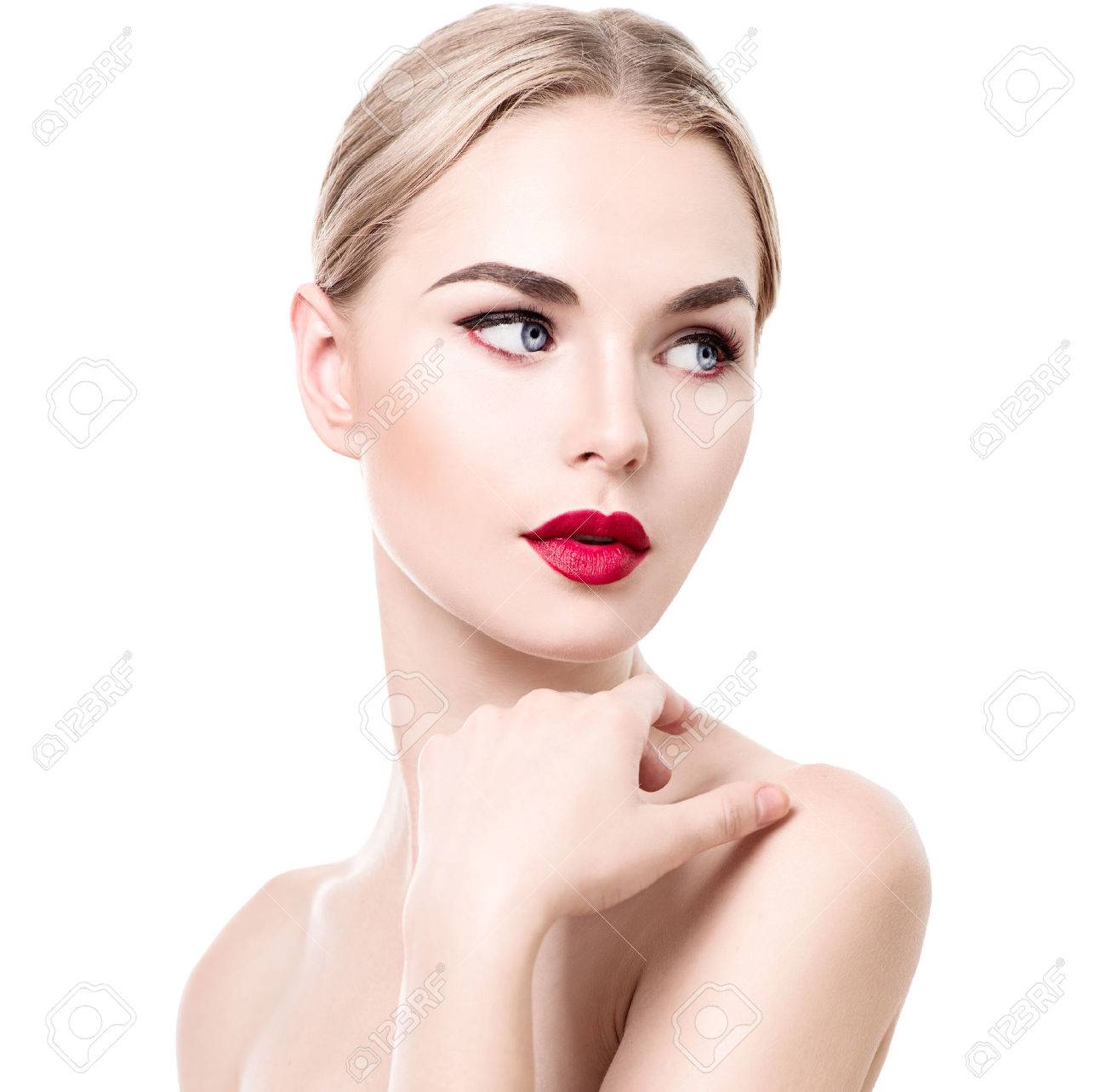 beauty young woman portrait isolated on white stock photo picture
