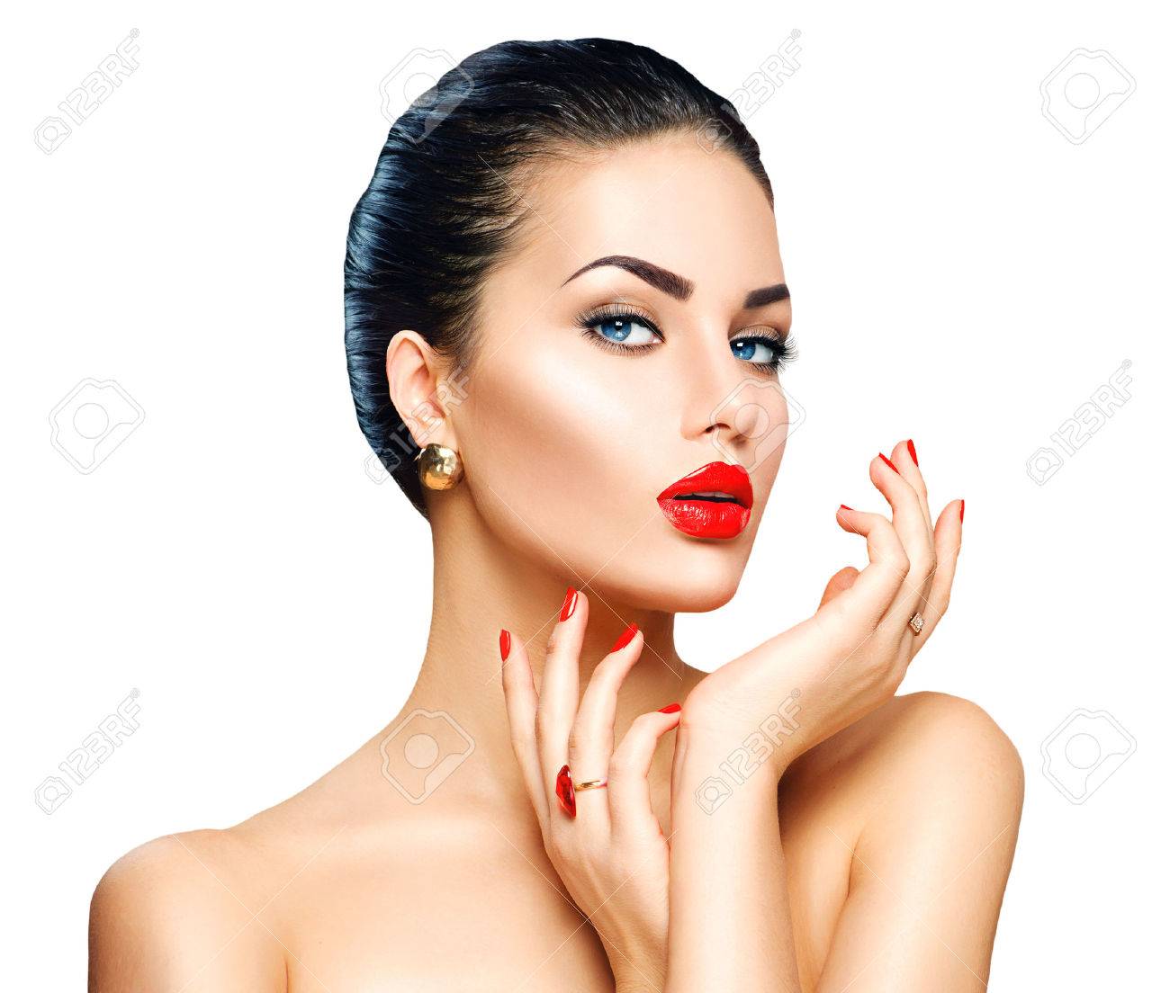 セクシーなブルネット美人高級化粧とマニキュア の写真素材 画像素材 Image セクシーなブルネット美人高級化粧とマニキュア の写真素材 画像素材 Image