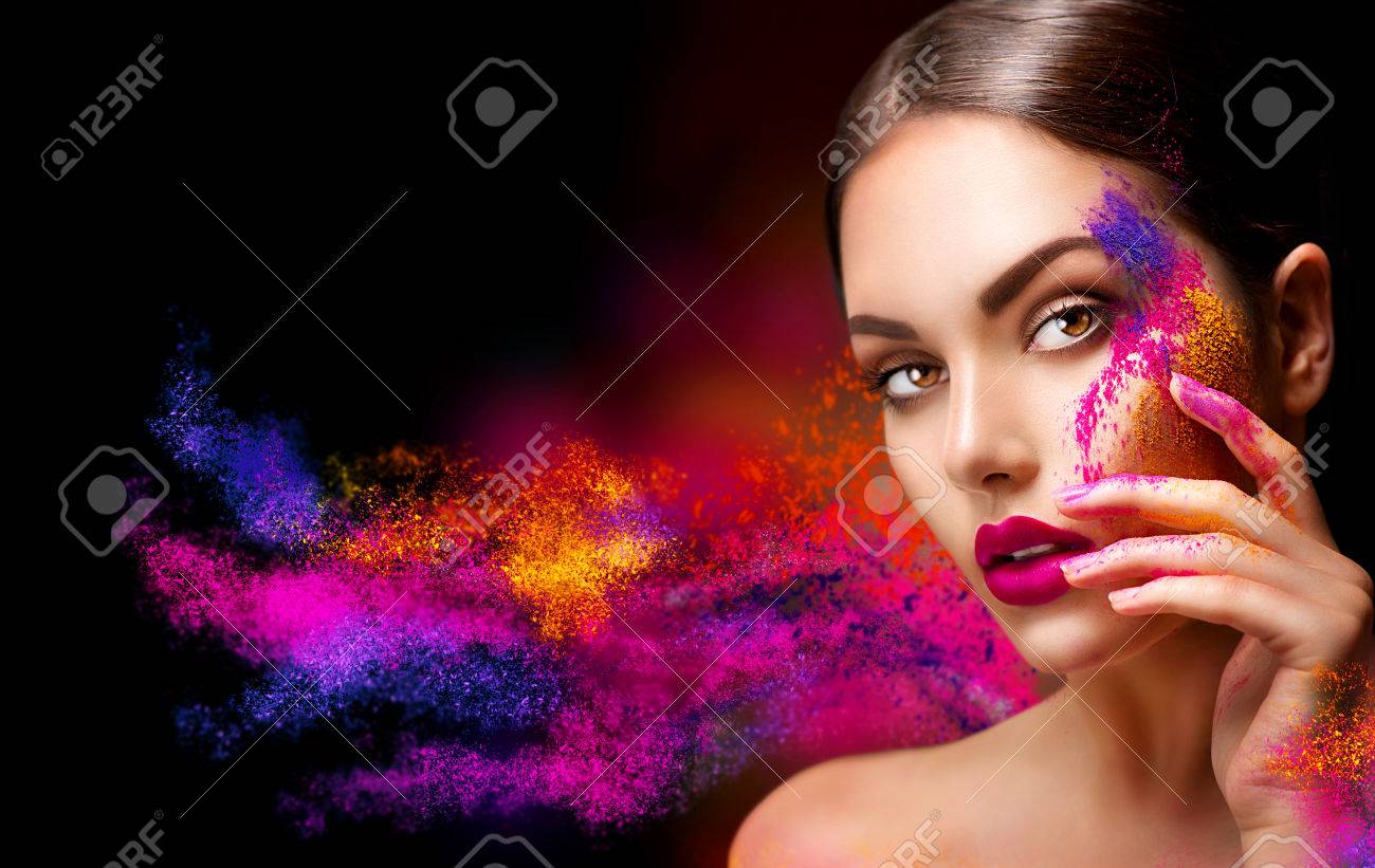 Beauty woman with bright color makeup - 58925072 Beauty woman with bright color makeup - 58925072