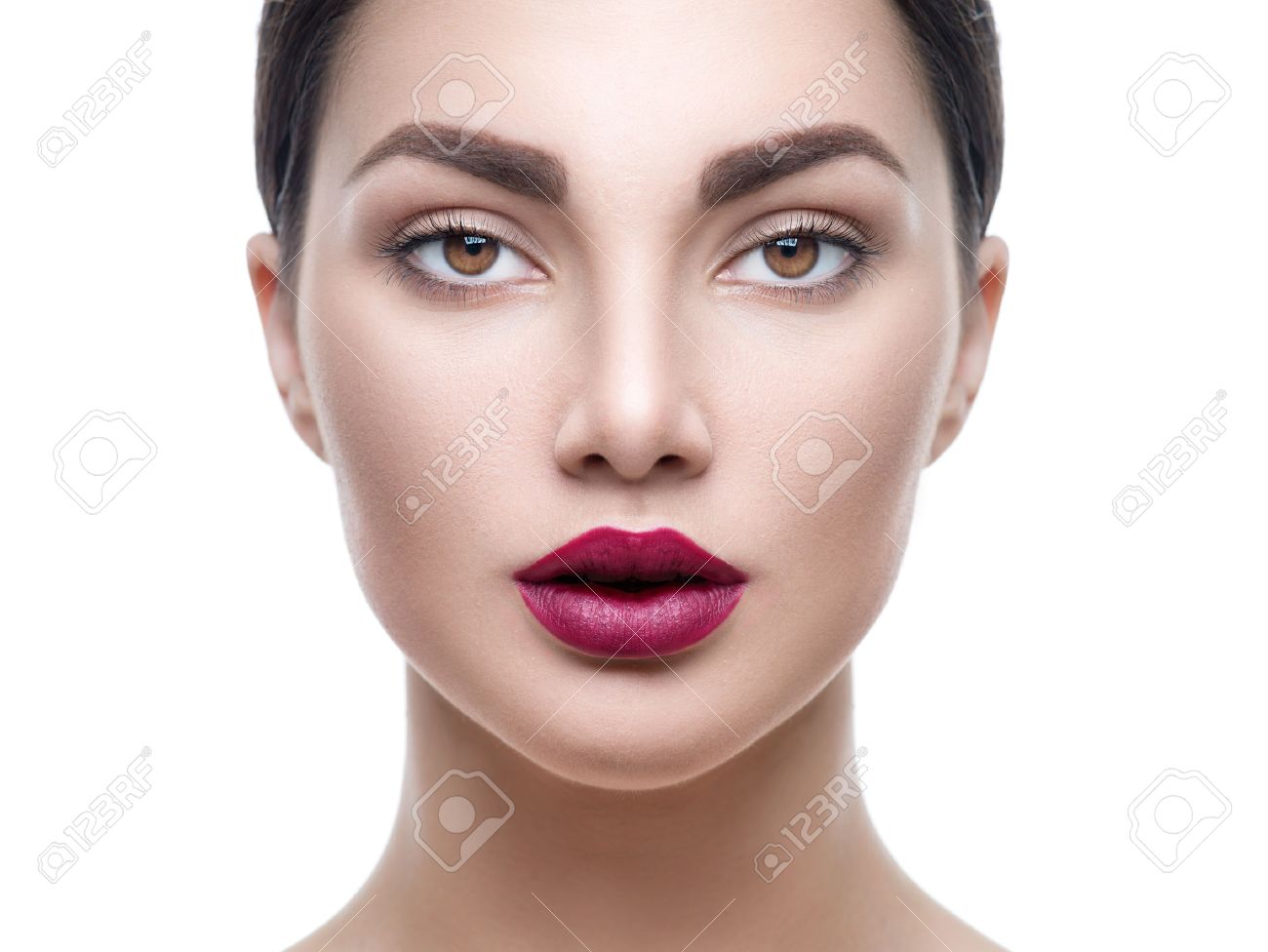 beauty girl face portrait isolated on white model woman with