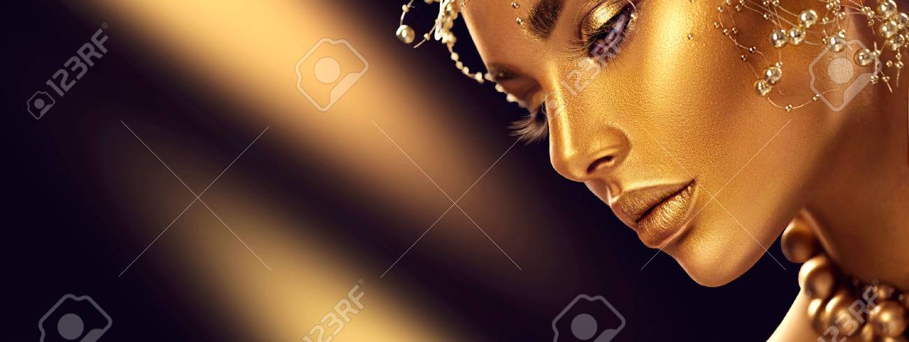 Beauty model girl with holiday golden shiny professional makeup - 90215023 Beauty model girl with holiday golden shiny professional makeup - 90215023