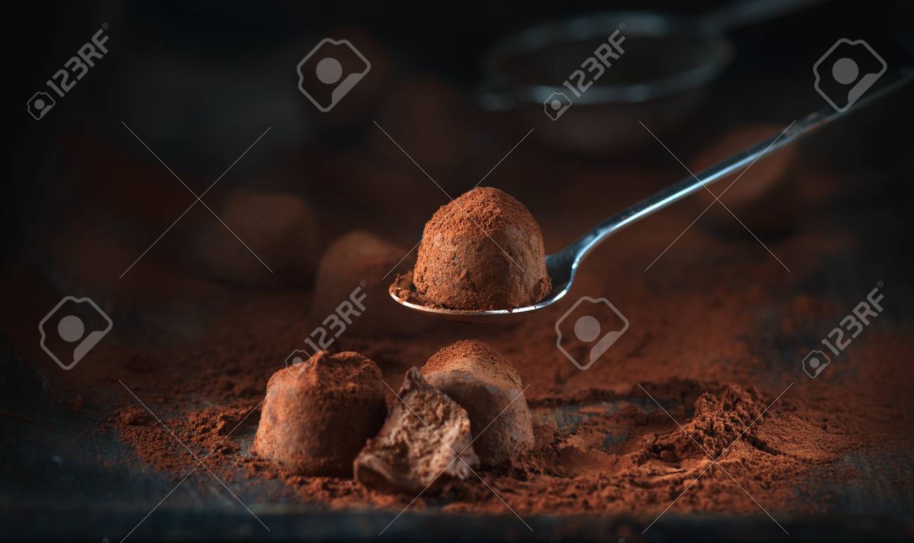 Chocolate truffles. Homemade fresh truffle chocolate candies with cocoa powder - 94190046 Chocolate truffles. Homemade fresh truffle chocolate candies with cocoa powder - 94190046