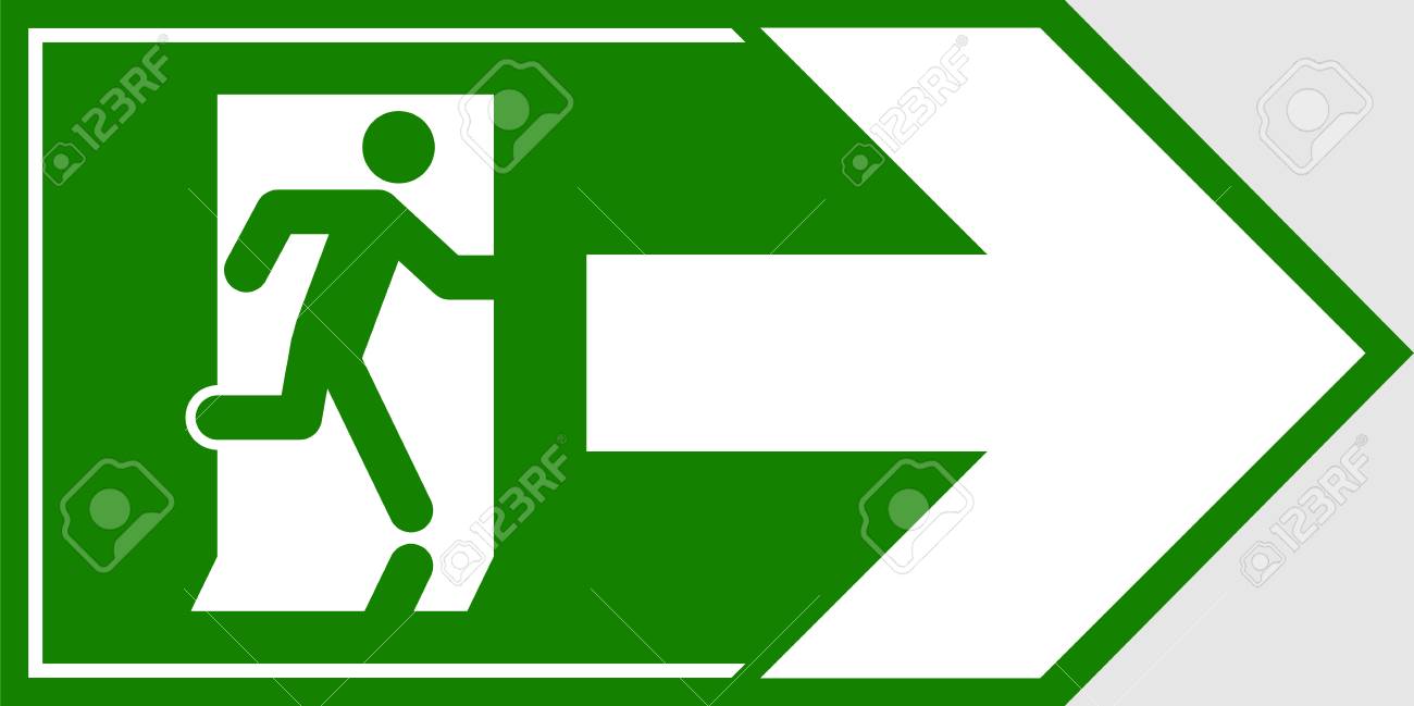 emergency exit sign man running out fire exit royalty free