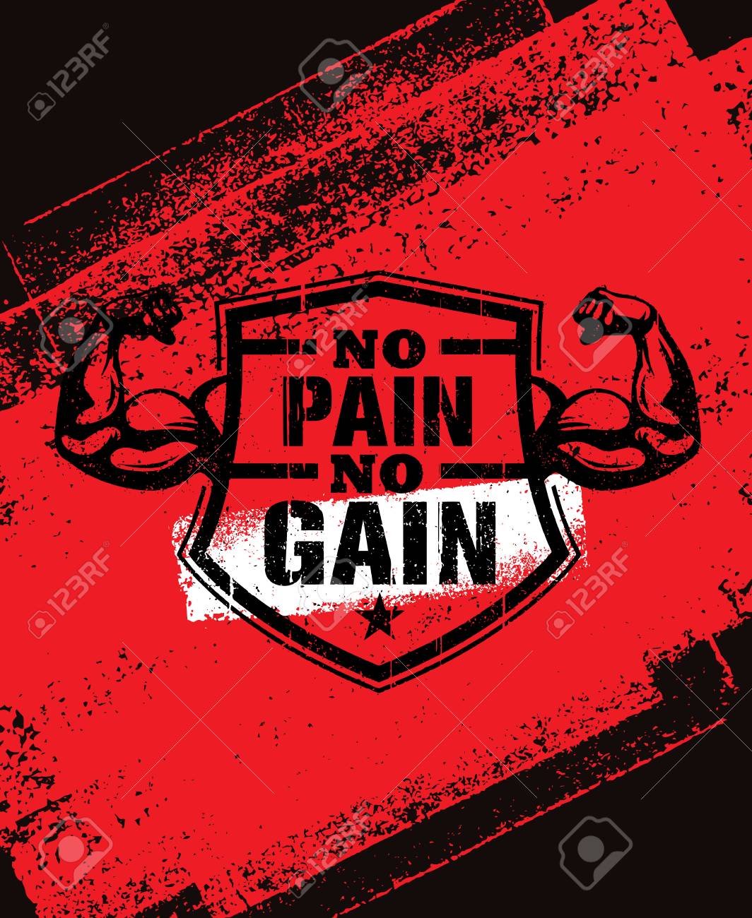 No Pain No Gain Gym Workout Motivation Quote Vector Concept