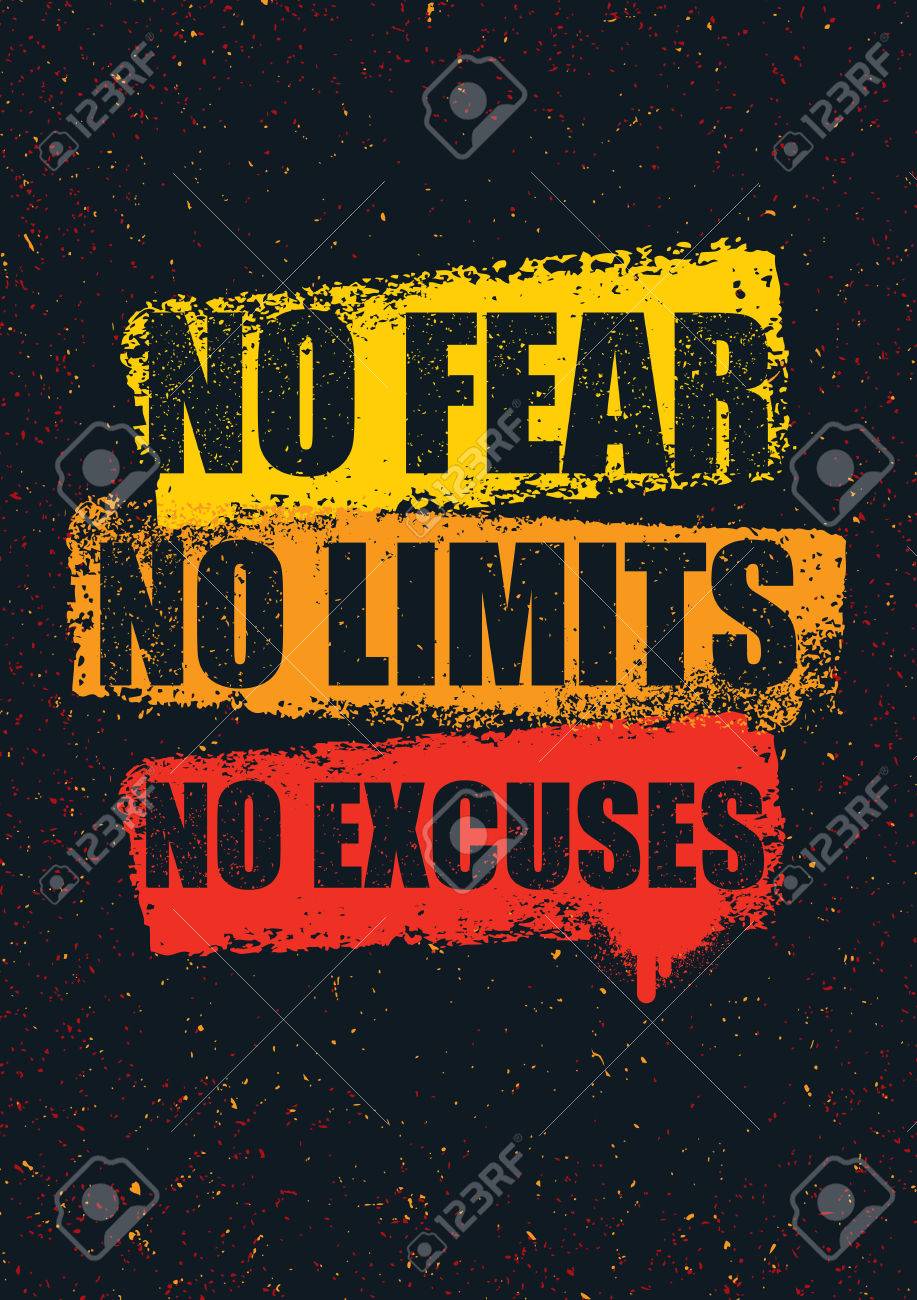 Sans Peur Pas De Limites Pas D Excuses Modele De Citation De Motivation Inspirante Creative Concept De Conception De Banniere De Typographie De Vecteur Clip Art Libres De Droits Svg Vecteurs