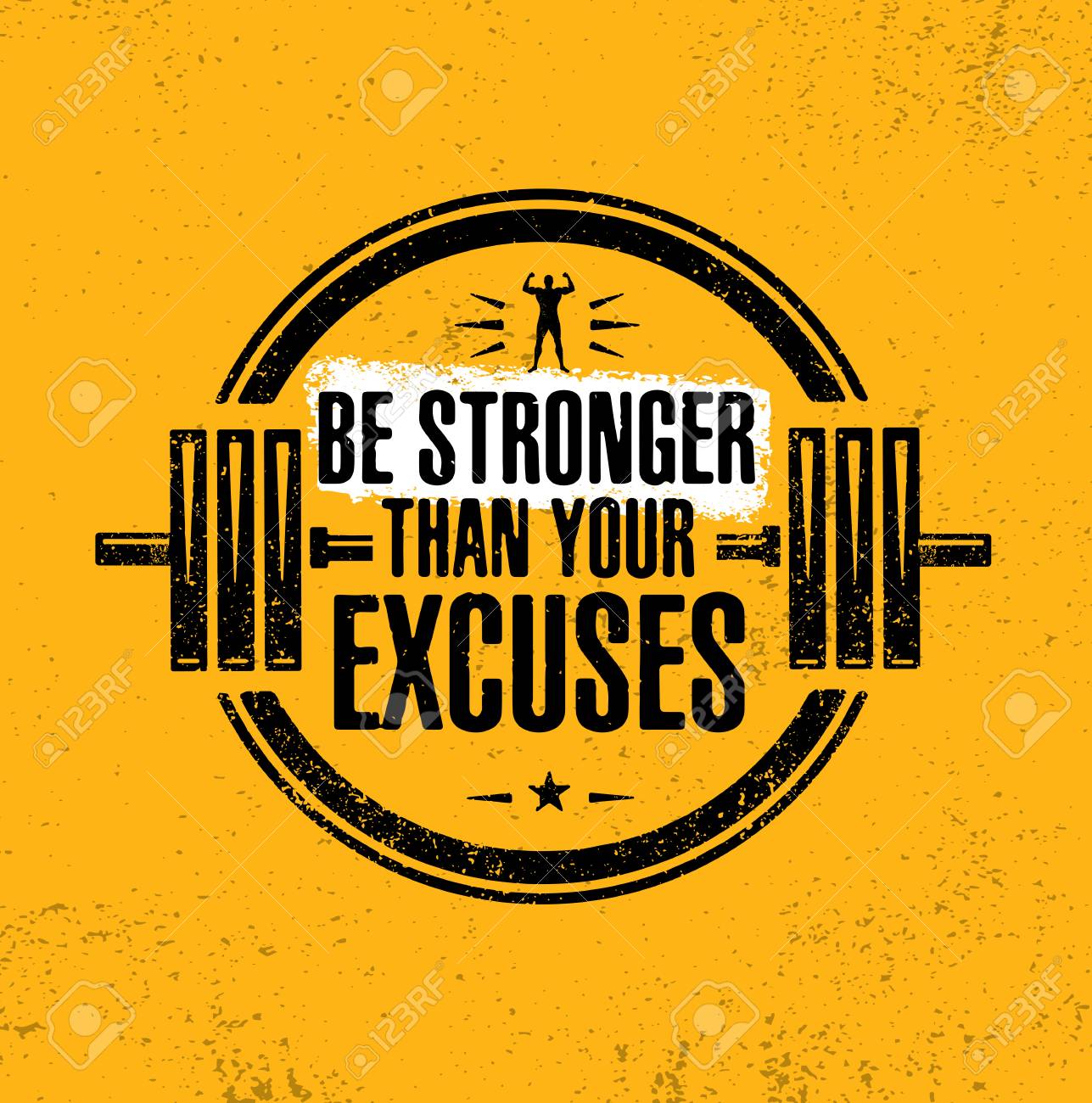Be Stronger Than Your Excuses. Gym Workout Motivation Quote Stamp ...