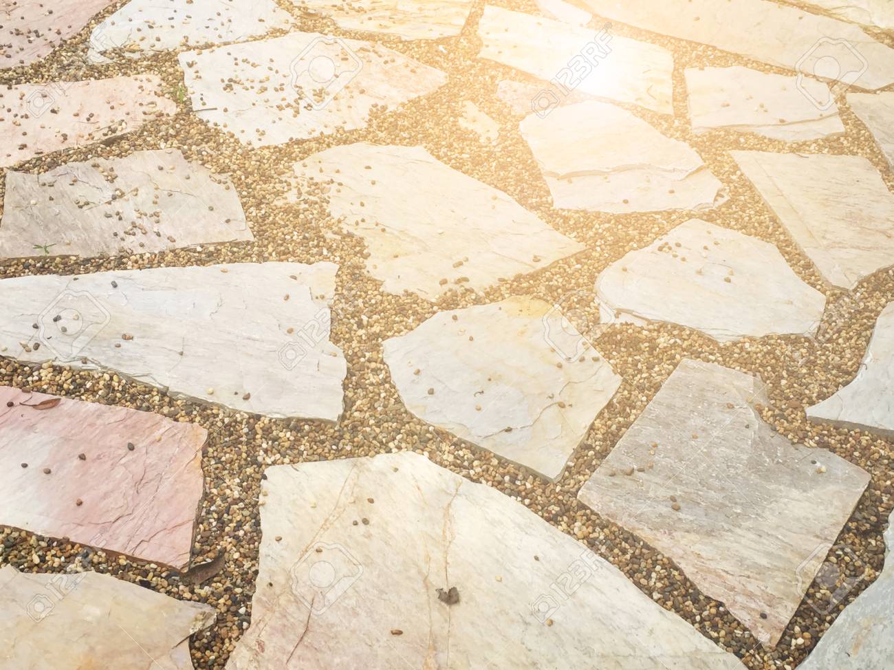 Abstract Blur And Soft Rock Pattern Floor In The Garden For