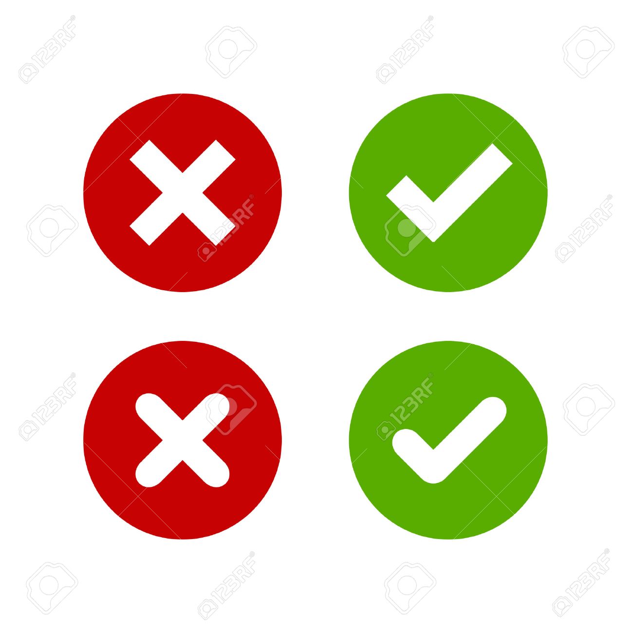 A Set Of Four Simple Web Buttons Green Check Mark And Red Cross Royalty Free Cliparts Vectors And Stock Illustration Image